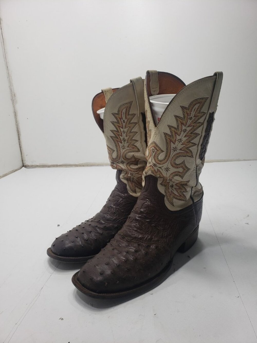 Lucchese Classics CL7507 Full Quill Ostrich Cowboy Boots Mens 9 EE USA